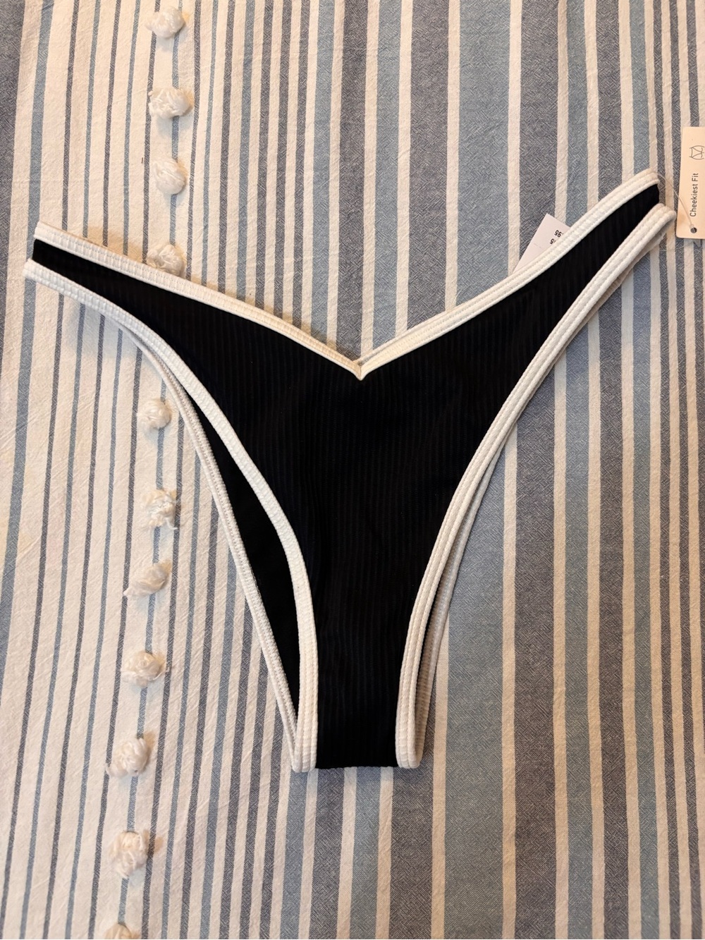 Hollister Black Bikini Bottom with White Trim